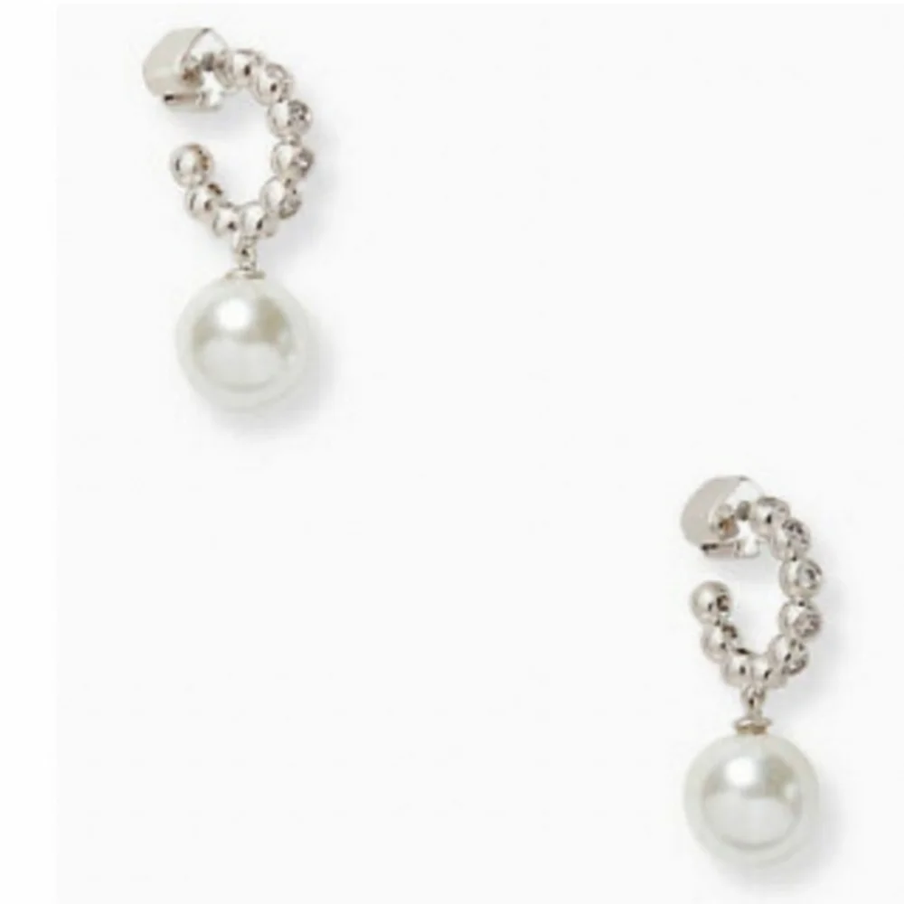 🩶▪️Kate Spade▪️ Modern Pearl Silver Small Hoop Pearl Drop Earrings